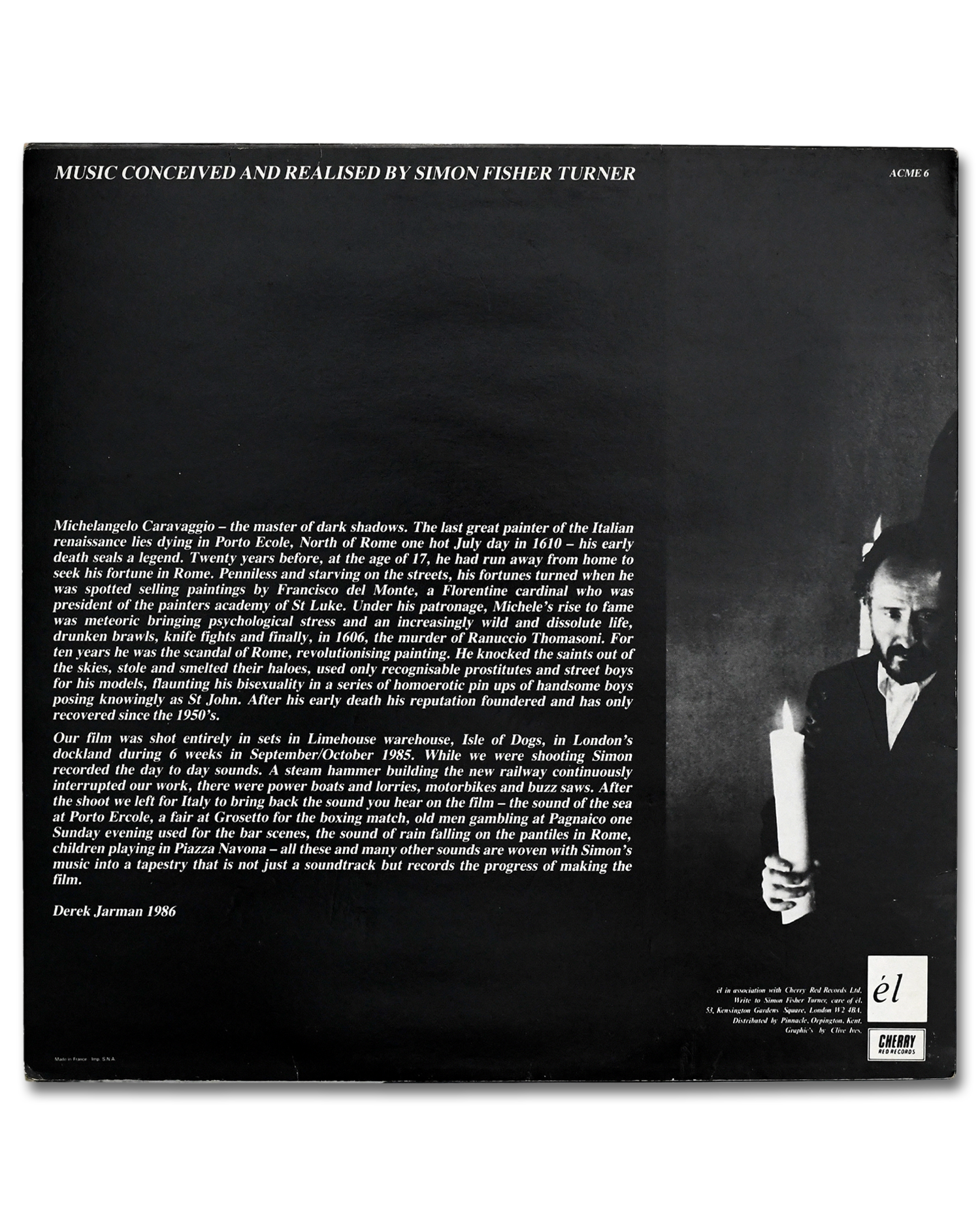 Derek Jarman's Caravaggio, Simon Fisher Turner Vinyl Record [1986